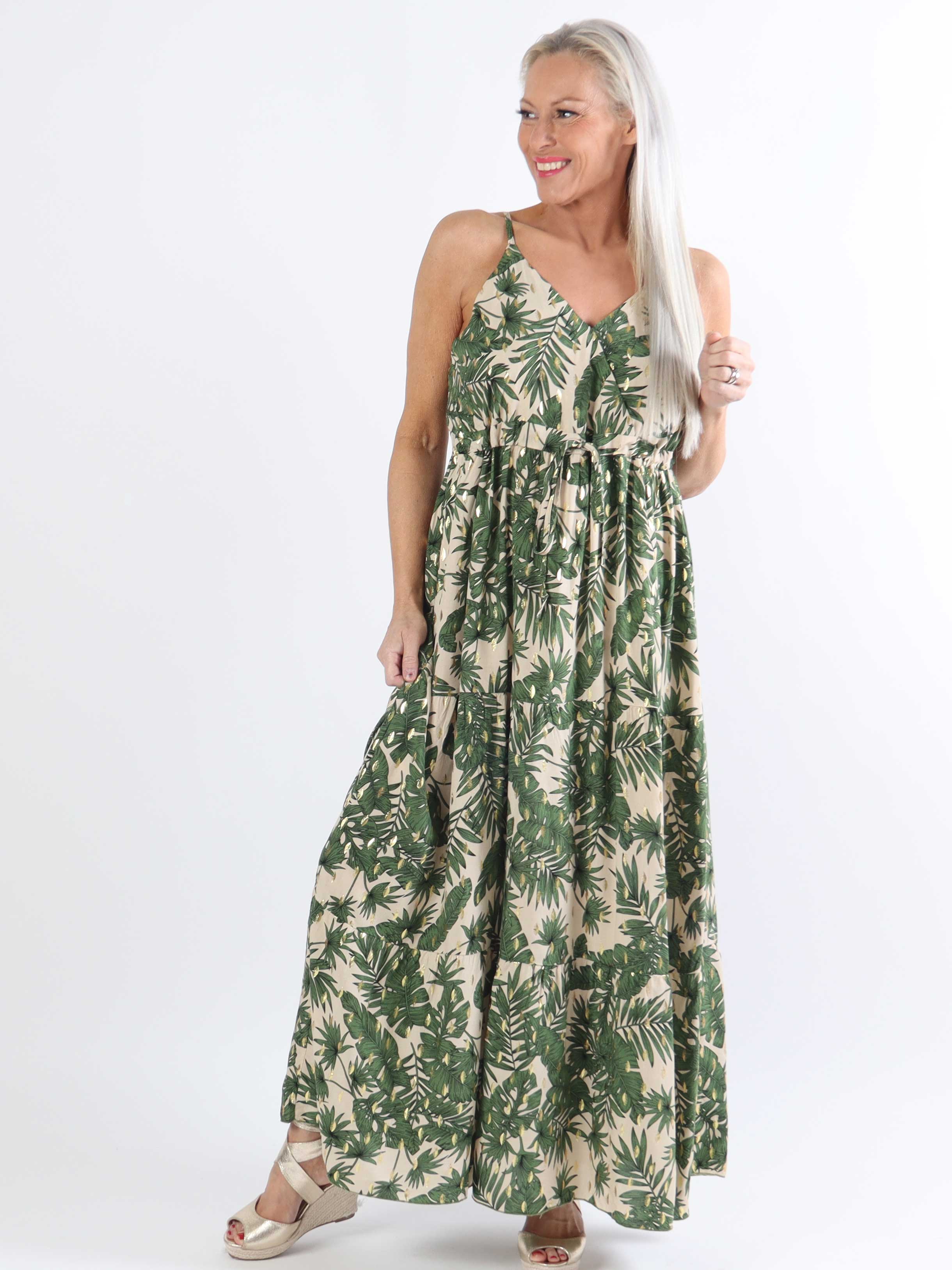 Lucie Palm - Plus size stropkjole i viskose med palmeprint